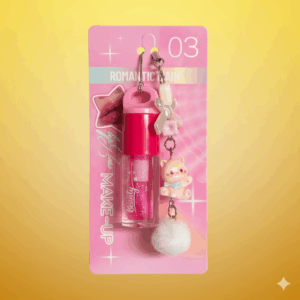 Balsamo labial para niña con glitter y llavero colgante