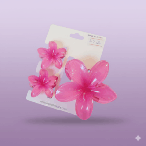 Set de pinzas para el cabello color fucsia.