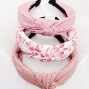 Trio de diademas turbante en tono rosa