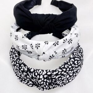 Trio de diademas turbante o con nudo en tono blanco y negro