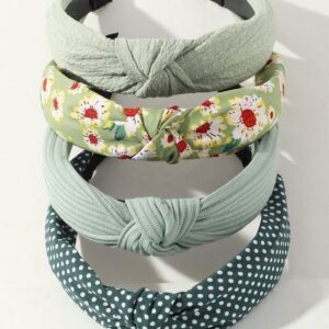 Cuatro Diademas con nudo en tono verdes